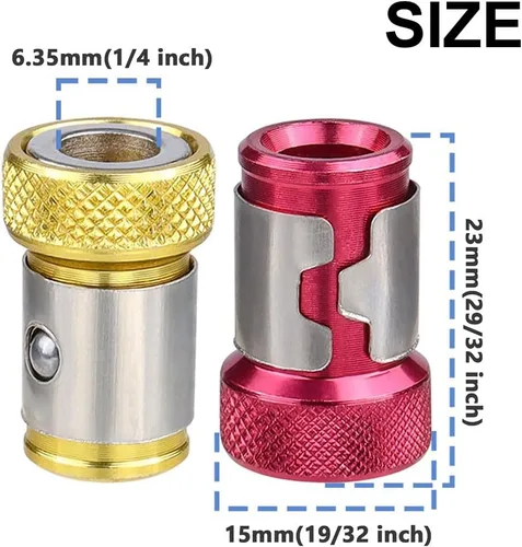 Vista 2 de Anillo magnético de cabeza de destornillador mejorado, tornillo magnetizador universal de 1/4 de pulgada / 0.250 in extraíble para destornillador