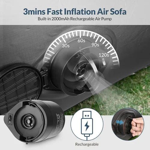 Vista 4 de Bestrip Sofá inflable con bomba incorporada – Sofá tumbona de aire de tamaño extra mejorado, cama portátil con bolsa de almacenamiento, cama