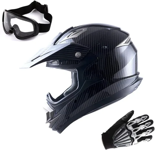 Vista 20 de 1Storm Casco de motocross para adultos, todoterreno, MX, BMX, ATV, motocross, mecánico, HGXP14B, fibra de carbono, negro, HGXP14B