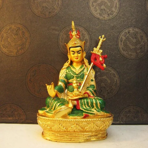 Vista 3 de Estatua de cobre coloreada Padmasambhava del loto del loto tibetano de 6 pulgadas de los proveedores budistas tibetanos de Buda