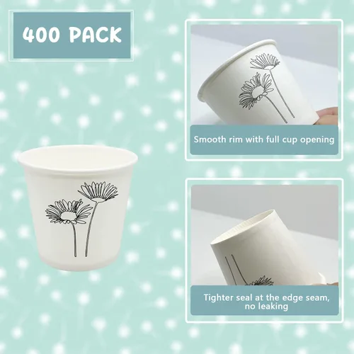 Vista 3 de Rainmae Paquete de 400 vasos de papel pequeños de 3 onzas, vasos desechables de papel de primera calidad, vasos pequeños para enjuague bucal