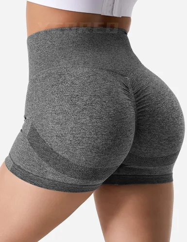 Vista 4 de YEOREO Pantalones cortos profesionales de entrenamiento para mujer, 3.6 pulgadas, pantalones cortos sin costuras, cintura alta, contorno, gimnasio