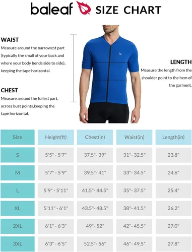 Vista 7 de BALEAF Camiseta de ciclismo para hombre, manga corta, camisetas de ciclismo de bicicleta, camiseta con cremallera completa, 3+1 bolsillos, UPF50+