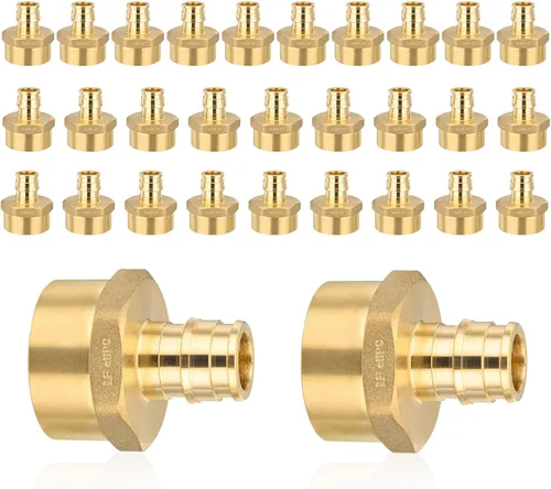 Vista 18 de Paquete de 5 adaptadores NPT roscados hembra Seelink PEX-A de 1/2" x 1/2" Colocaciones de expansión de latón PEX-A, ASTM F1960 (PEX1960026-5)