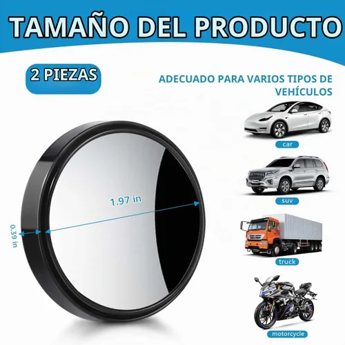 Vista 2 de OBTANIM Paquete de 2 espejos de punto ciego de 2 pulgadas de ángulo ajustable HD de vidrio redondo de visión trasera para automóvil, accesorios
