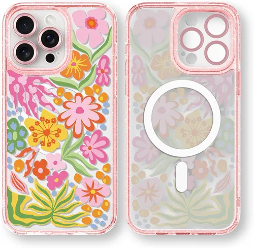 Vista 14 de Compatible para iPhone 13 Funda Bonita Estética - Funda para Teléfono Rosa con Purpurina con Protector de Cámara - Diseño de Cubierta