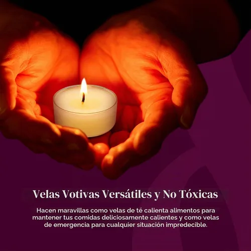Vista 5 de Lerner - Velas de té en tazas transparentes, 50 unidades, velas de té blanco de 6 horas de combustión prolongada, velas calentadoras de té