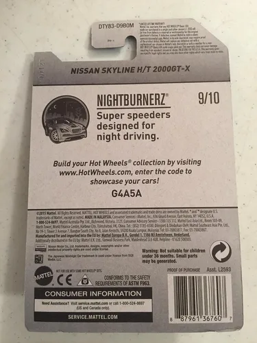 Vista 2 de Hot Wheels 2017 Nightburnerz Nissan Skyline H/T 2000GT-X, 283/365 Blanco