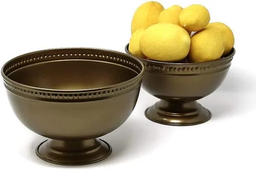 Vista 6 de Serene Spaces Living Cuenco de pedestal de hierro dorado antiguo, cuenco con pies versátiles, juego de 12, mide 5 pulgadas de alto y 8 pulgadas