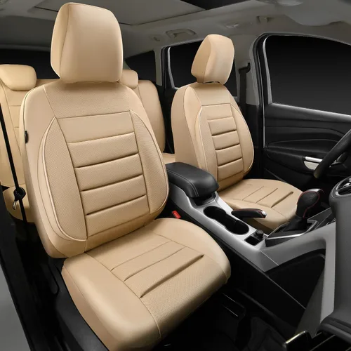 Vista 6 de CAR PASS Juego completo de fundas de asiento de cuero, universal, resistentes al agua, soporte de respaldo de espuma 3D, comodidad de lujo, 5