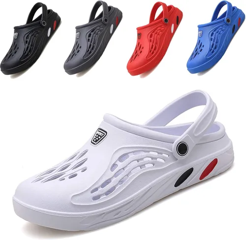 Vista 17 de CYian Zuecos clásicos para hombre y mujer, ligeros, sin cordones, pantuflas de playa, zuecos de jardín
