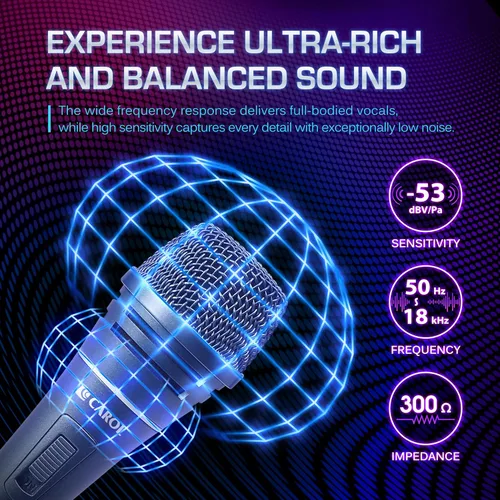 Vista 4 de CAROL Sigma-plus1 XLR - Micrófono vocal con cable, supercardioide dinámico, estudio Patented dual-shock-mount and dual-diaphragm capsule. Ideal