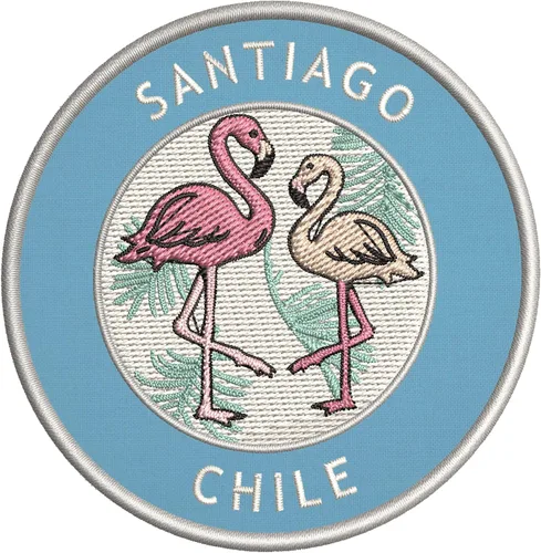 Vista 7 de Santiago - Parche bordado de dos flamencos de primera calidad, para planchar o coser, emblema decorativo para vacaciones, recuerdo, equipo de viaje