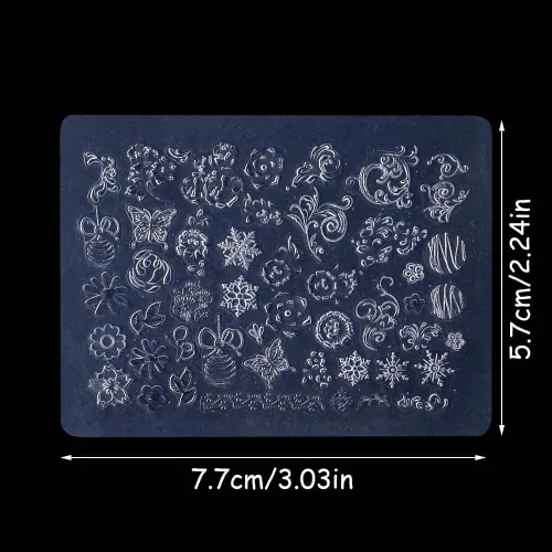 Vista 2 de Adornos de uñas de Navidad Moldes de silicona Moldes de uñas de mariposa de flores Campanas de Navidad Plantillas de tallado de uñas de copo