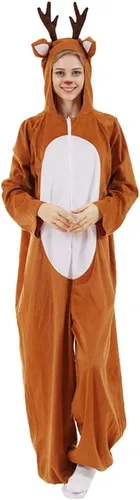 Vista 2 de ReneeCho Pijama de Navidad con reno para adultos, disfraz de ciervo para hombre y mujer