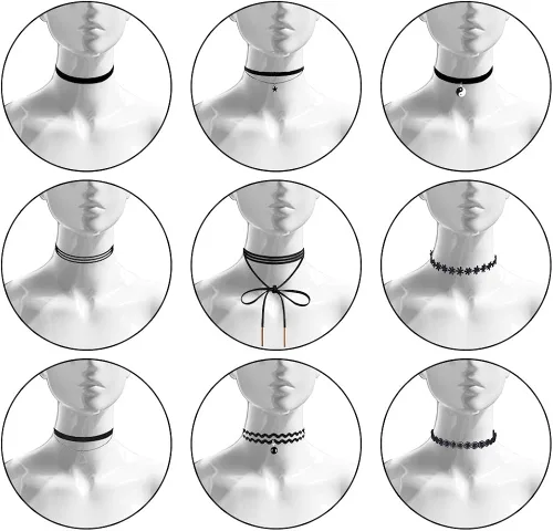 Vista 3 de Outee 20-42 Pcs Choker Set Black Chokers Necklaces for Women Choker Necklaces for Teen Girls Classic Choker Henna Choker Layered Necklaces with