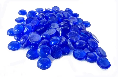 Vista 5 de Rastogi Handicrafts Centros de mesa, gemas de vidrio para rellenos de jarrones, decoración de boda, guijarros de un lado plano, 100 piezas (azul)