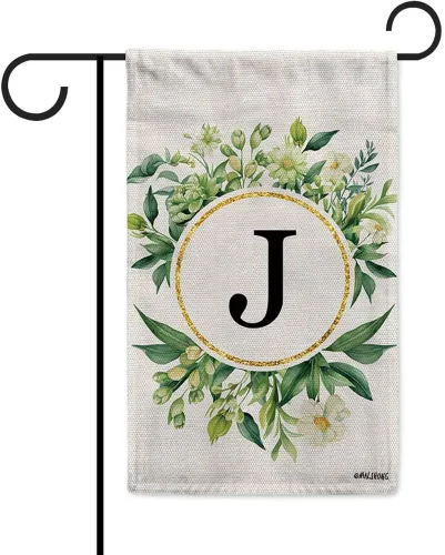 Vista 25 de Monogram Initial Letter P House Flag Flower Wreath Simple Style Letter Flag 28x40 Inch Vertical Double Sided for Outdoor Yard Decor