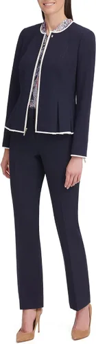 Vista 5 de Tommy Hilfiger Chaqueta tipo blazer con cremallera frontal sin cuello Peplum para mujer