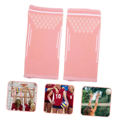 Vista 7 de 1 par de muñequeras de voleibol deportivas elásticas para mujer, manga acolchada para el codo para mujer, mangas de compresión cómodas