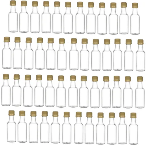 Vista 4 de Nakpunar 12 botellas de licor de plástico transparente de 1.7 fl oz con tapas negras, fabricadas en Estados Unidos Negro