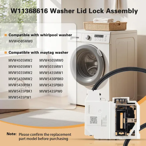 Vista 3 de W11368616 Conjunto de bloqueo de tapa de arandela, reemplaza W11670519, AP7214714 para Whirlpool & Maytag, reemplazo del pestillo de puerta