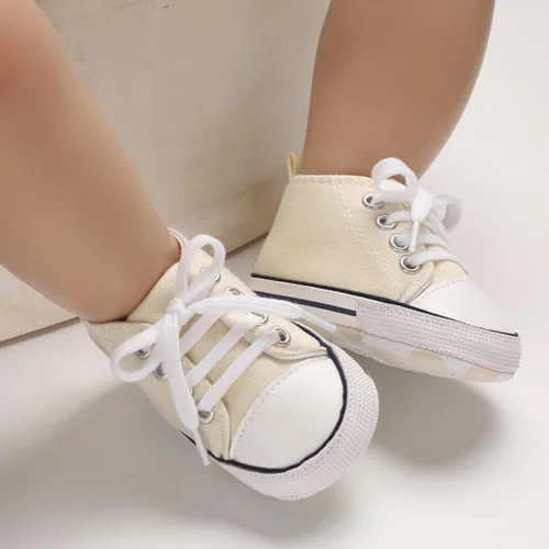 Vista 3 de Zapatos unisex para bebés, niñas y niños, suela suave, lona para recién nacidos, primeros pasos, zapatillas altas antideslizantes
