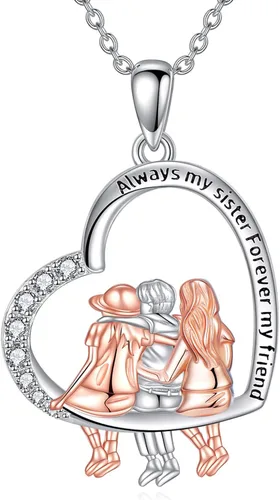 Vista 24 de WINNICACA Gifts for Sister from Brother/Sisters Sterling Silver 01-2 Collar para hermanos y hermanas