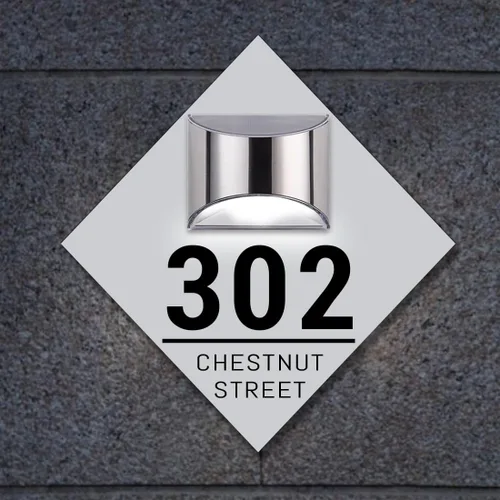 Vista 11 de Placa de puerta moderna solar personalizada, placa de dirección iluminada con placa LED personalizada, letrero acrílico iluminado LED, regalo