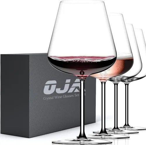 Vista 11 de OJA Juego de 12 copas de vino sin tallo, 15 onzas, copas de vino tinto y blanco de cristal, sin tallo, transparentes, vaso resistente para beber