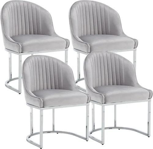 Vista 11 de Juego de 2 sillas de comedor de terciopelo, sillas de comedor tapizadas con patas de metal dorado, sillas auxiliares modernas para cocina, sillas