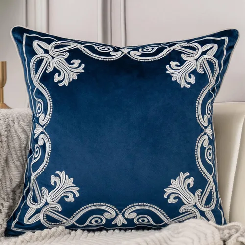 Vista 12 de Aeckself Funda de almohada floral europea de 16 x 16 pulgadas, funda de almohada decorativa bordada de terciopelo de lujo para sofá, dormitorio