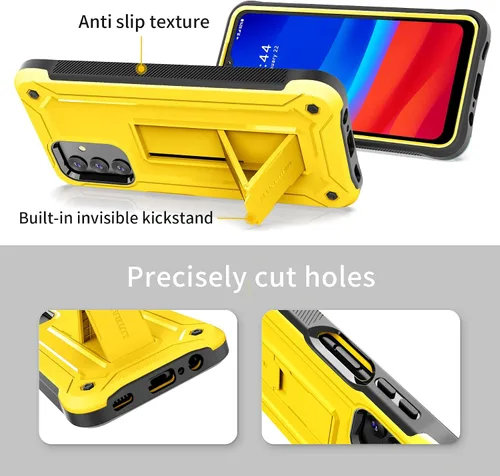 Vista 6 de URBANITE Funda para Samsung Galaxy A13 con soporte, protección a prueba de golpes de grado militar con protector de pantalla compatible con teléfono