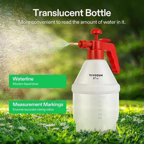 Vista 4 de VIVOSUN Pulverizador de bomba de 27 onzas, botella de rociador de agua de Rojo