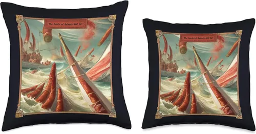 Vista 3 de Funny Bone Creations The Battle of Salamis (#03) - Almohada (16 x 16 pulgadas), multicolor