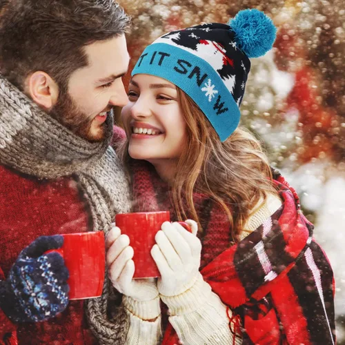 Vista 5 de Luz LED para arriba gorro de punto, gorro colorido LED Navidad Navidad