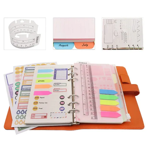 Vista 39 de HXRTANGS A5 Refillable Notebook, Ring Binder Journal Personal Organizer with Lined Paper + Planner Stickers + Subject Dividers + Index Tabs +