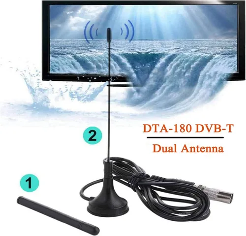 Vista 2 de DVB-T Televisión DTA-180 Antena de TV portátil interior/exterior con soporte 1080P para señales VHF/UHF