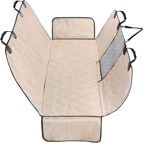 Vista 11 de VIVAGLORY Funda de asiento de perro para asiento trasero, ventana visual de malla con correa adicional y hebillas para mayor seguridad, fundas