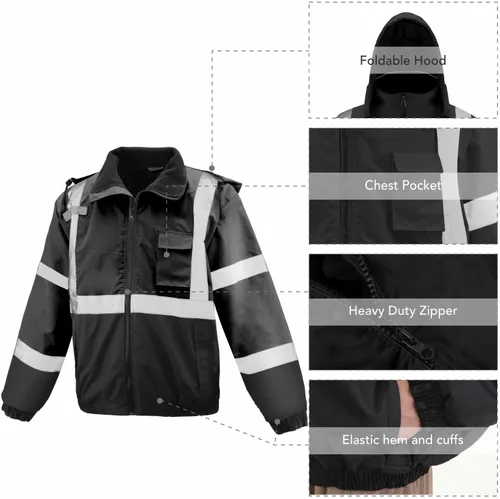 Vista 3 de caparazon Class4 - Chaqueta bomber resistente a la intemperie de alta visibilidad con forro acolchado integrado