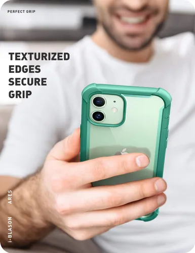 Vista 8 de i-Blason Ares - Funda para iPhone 12, iPhone 12 Pro de 6.1 pulgadas (versión 2020), funda transparente resistente de doble capa con protector
