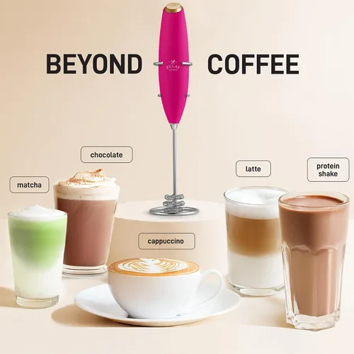 Vista 537 de Zulay Milk Boss Espumador de leche potente manual, hace espuma para latte, batidor para mezclar bebidas, café, miniespumador para capuchino, frappé