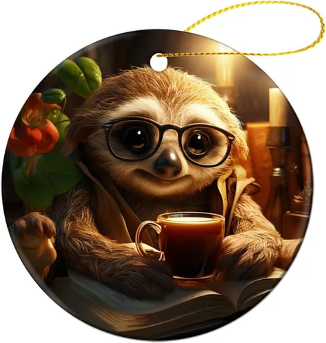 Vista 14 de Adorno colorido con patrón de dinosaurio de 3 pulgadas, adorno de Navidad de cerámica de 3 pulgadas, bonito adorno de Navidad de dibujos animados