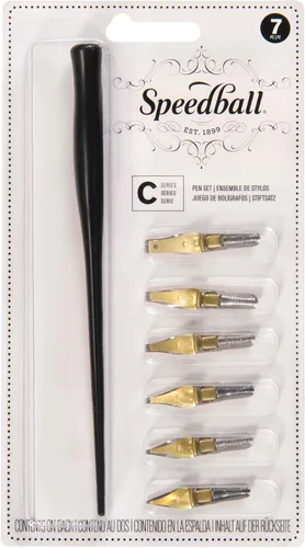 Vista 6 de Speedball B-Series Juego de Plumas de Caligrafía - 1 Portaplumas con 6 Plumillas