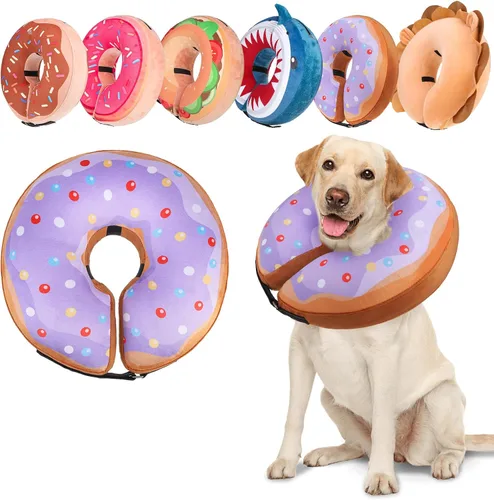 Vista 14 de BEAUTYZOO Alternativa al cono para perro después de la cirugía para perros grandes, medianos y pequeños, collar de cono inflable suave para perros