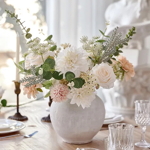 Vista 9 de Anna's Whimsy Ramos de flores artificiales, ramos de flores artificiales de seda para bodas, decoración de mesa del hogar, centros de mesa de boda