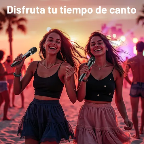 Vista 2 de Micrófono inalámbrico, sistema profesional de micrófono dinámico inalámbrico de mano dual con receptor recargable, juego de micrófono de karaoke