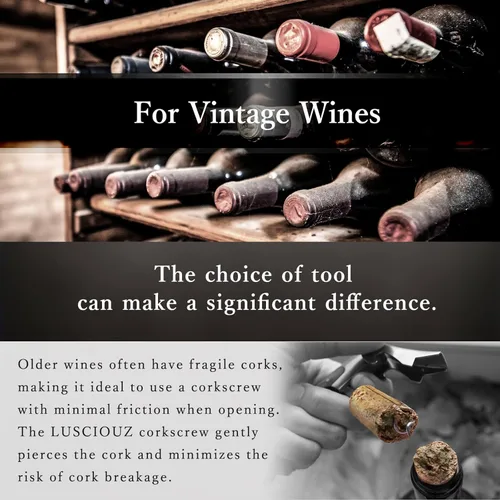 Vista 6 de LUSCIOUZ Sacacorchos de Resistencia Cero Abridor de Botellas de Vino Silencioso Sacacorchos para Camareros Llave de Vino Fabricado en Japón