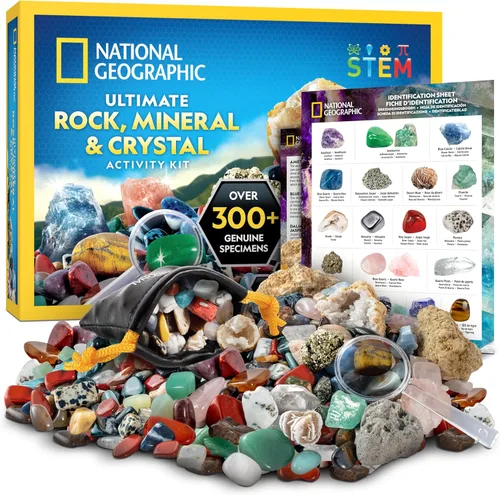 Vista 10 de Caja de colección de rocas National Geographic para niños – Juego de 300 piezas con gemas reales, cristales y minerales - Incluye el libro a todo