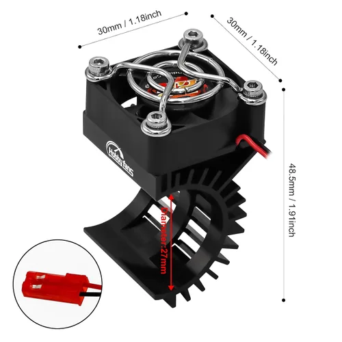 Vista 2 de Disipador de calor de motor RC con ventilador de enfriamiento de 5 V, apto para 370 380 390 2838 2858 2845 disipador de calor de motor sin Negro